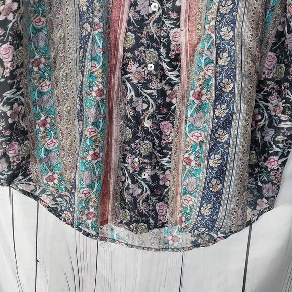 Soft Surroundings 100% Silk Floral Sleeveless Button-Up Blouse - Picture 5 of 9